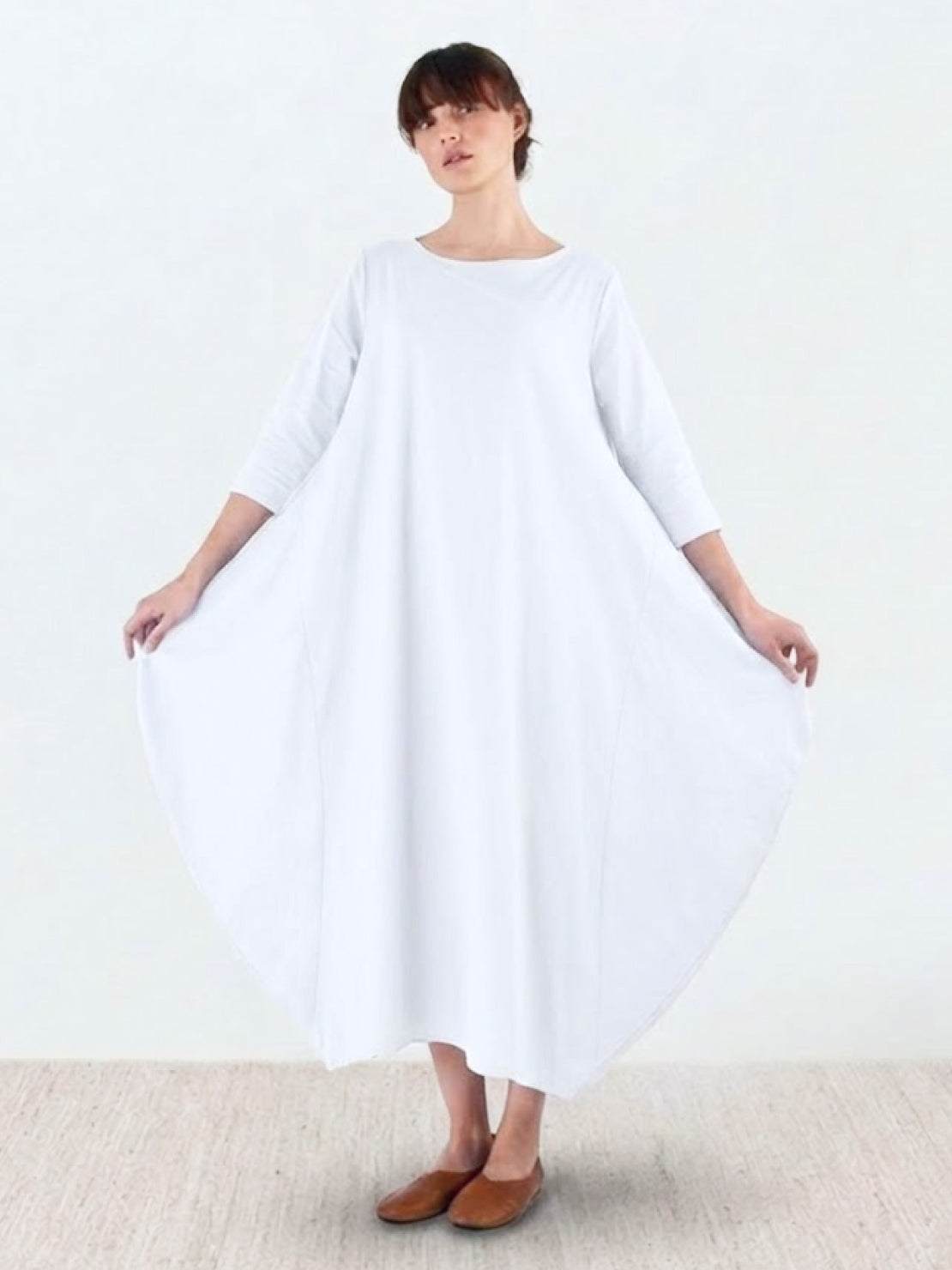 Clea | Damen Boho Maxikleid Oversized Fledermausärmel Unifarbe