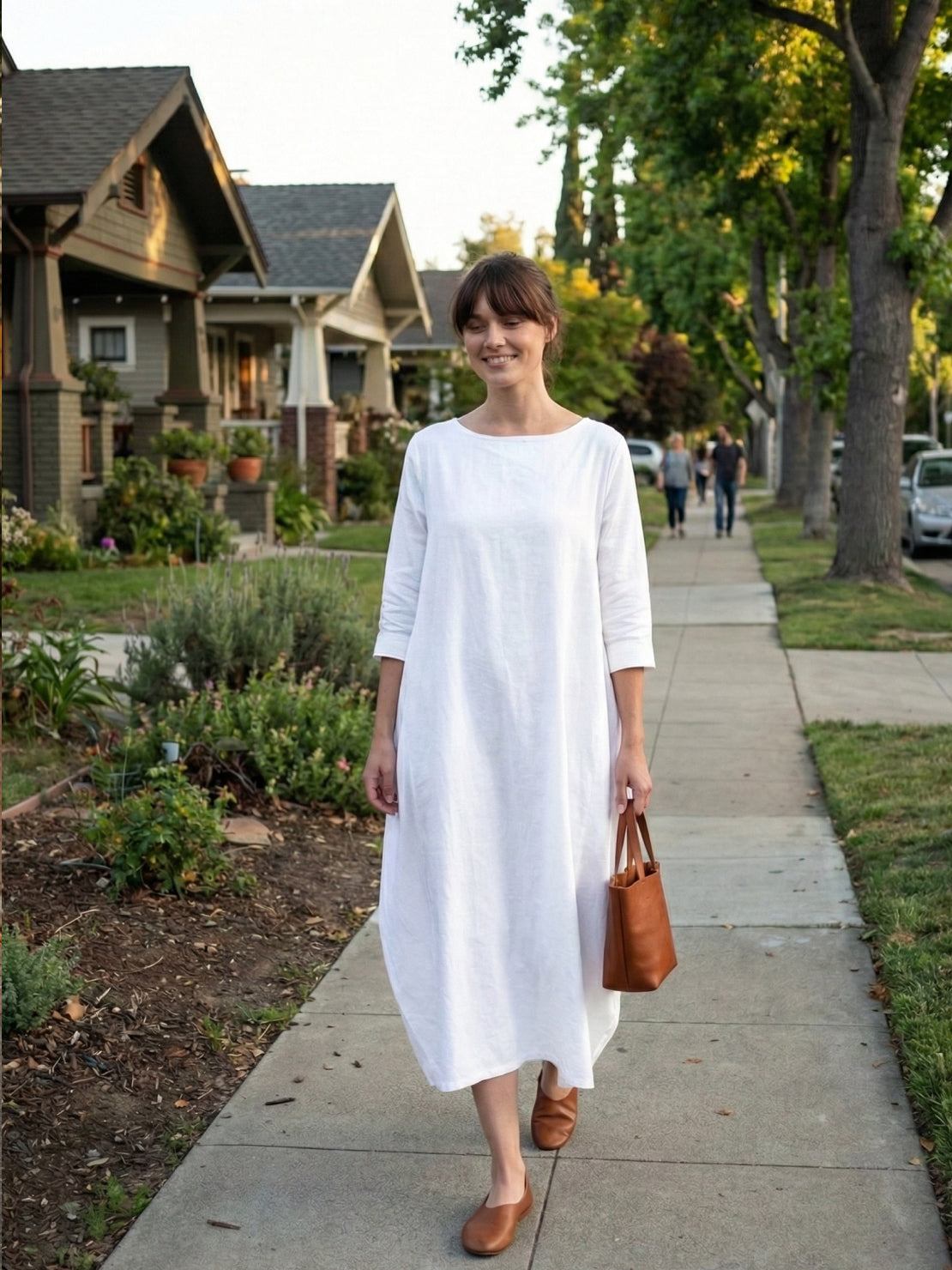 Clea | Damen Boho Maxikleid Oversized Fledermausärmel Unifarbe