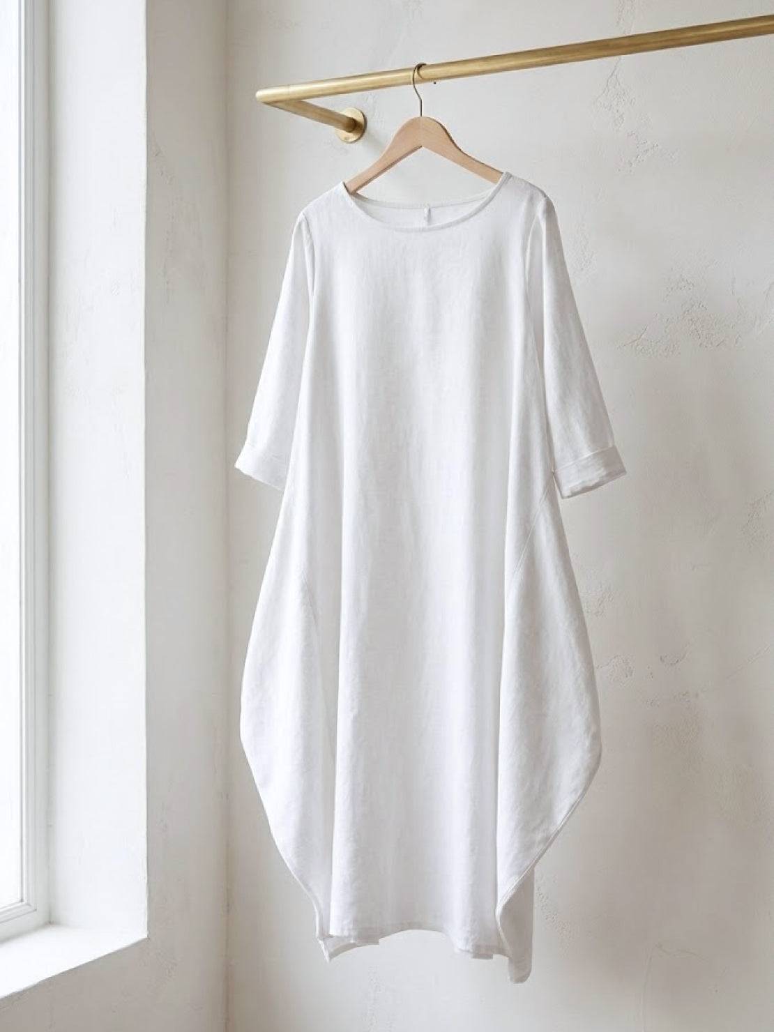 Clea | Damen Boho Maxikleid Oversized Fledermausärmel Unifarbe