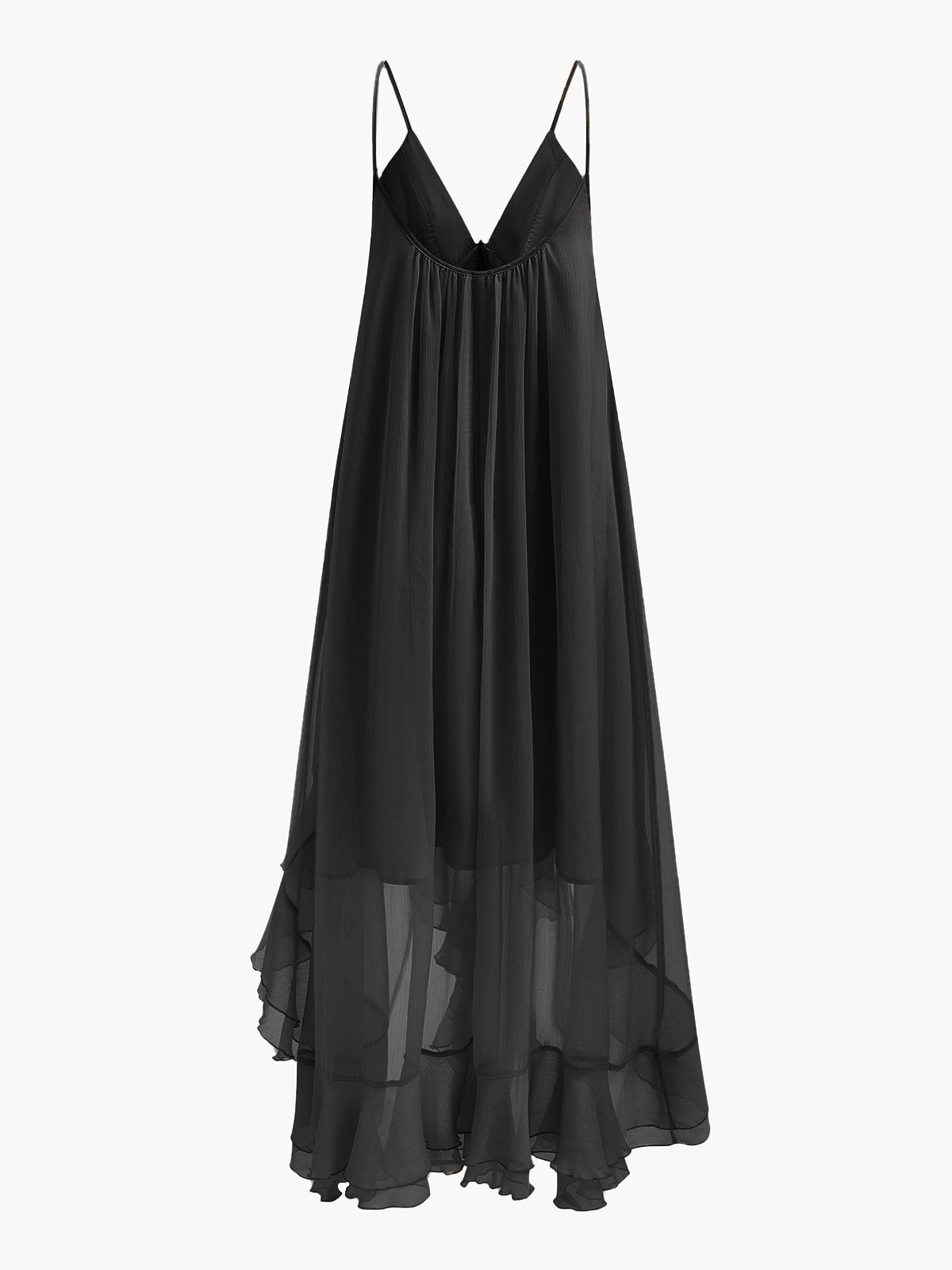Seraphina | Damen Chiffon Maxikleid mit Umhang, Rüschen festlich