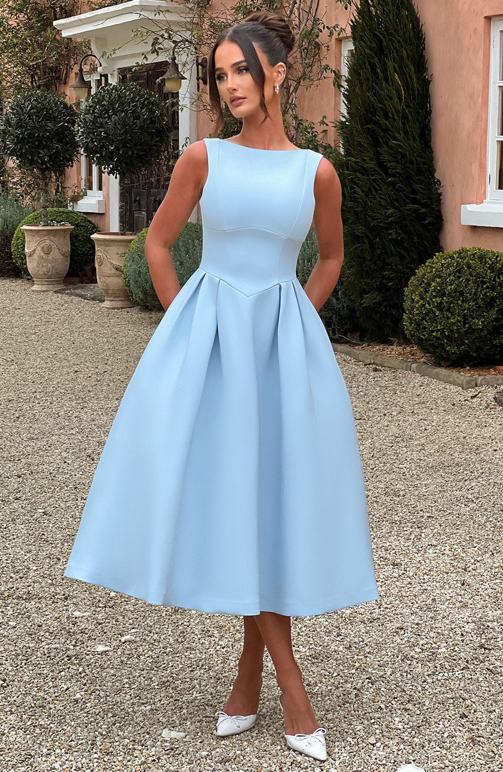 Viola | Damen Rückenfreies Midikleid – Blau
