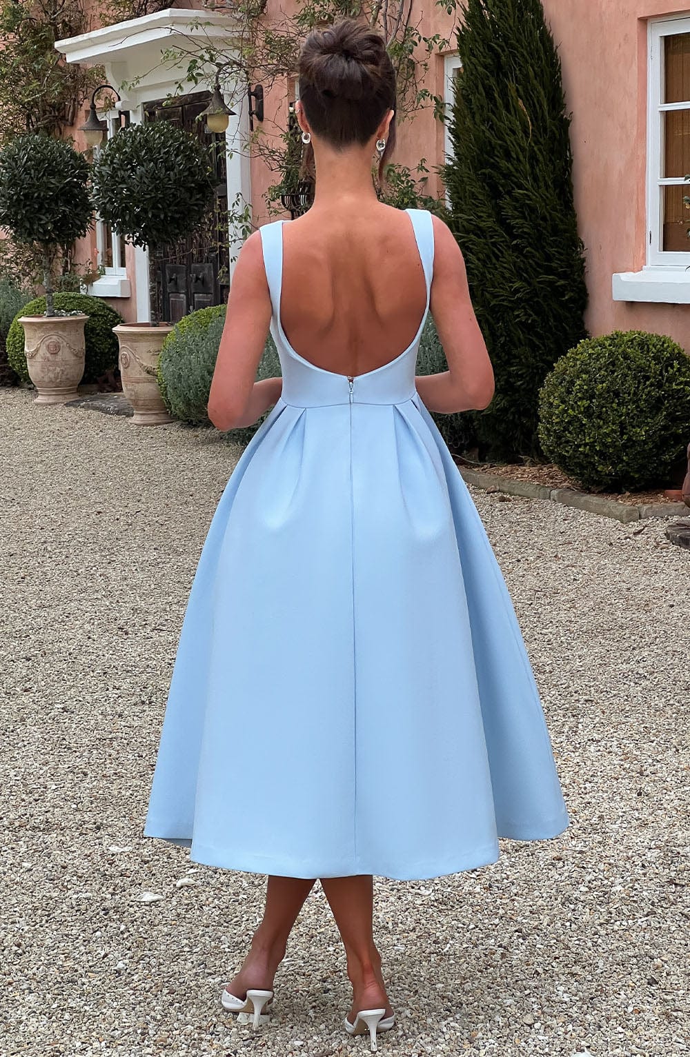 Viola | Damen Rückenfreies Midikleid – Blau
