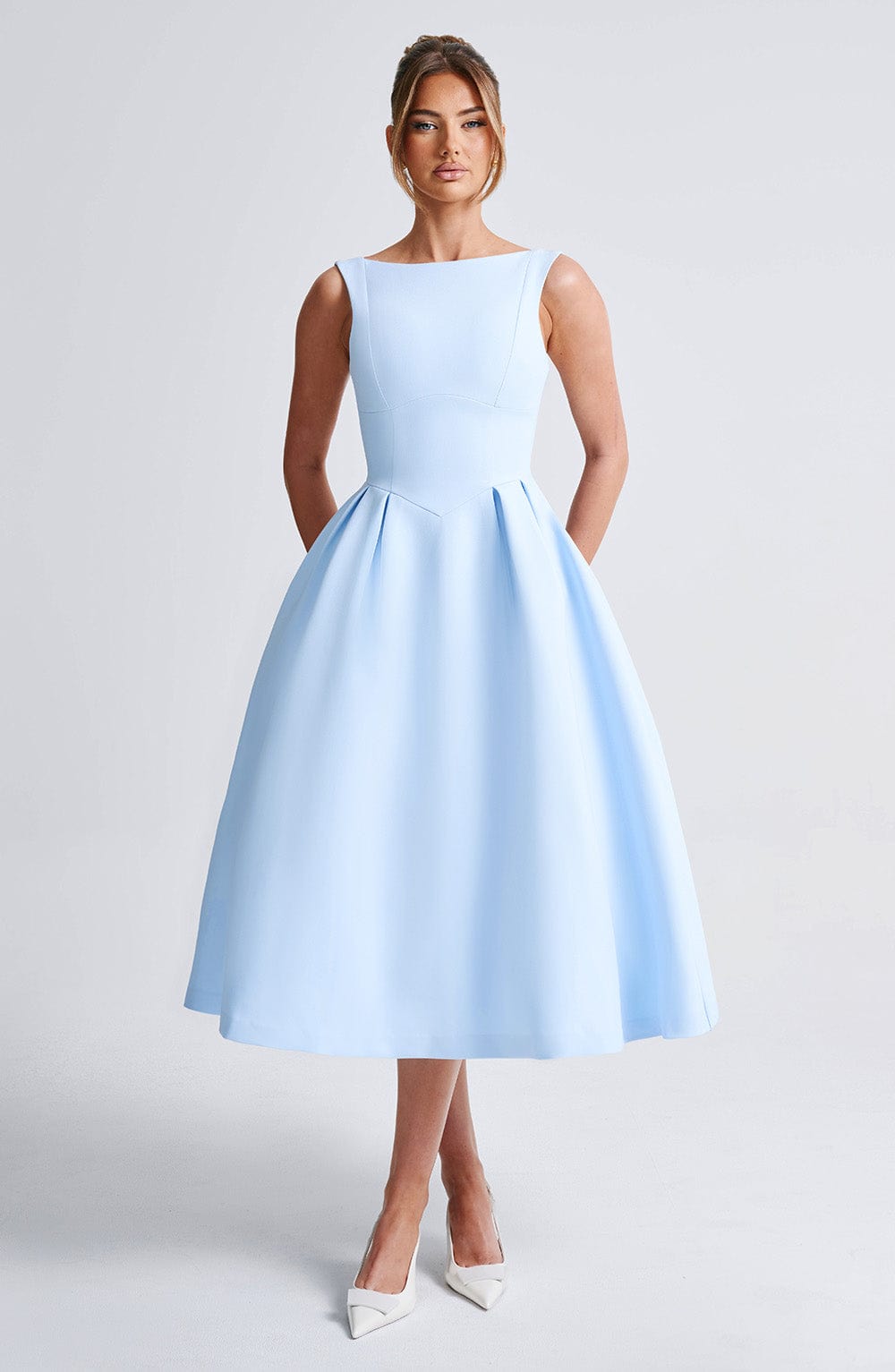 Viola | Damen Rückenfreies Midikleid – Blau