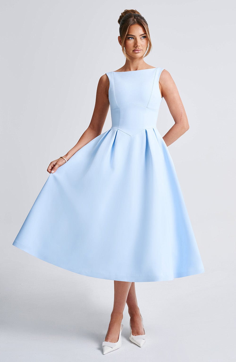 Viola | Damen Rückenfreies Midikleid – Blau