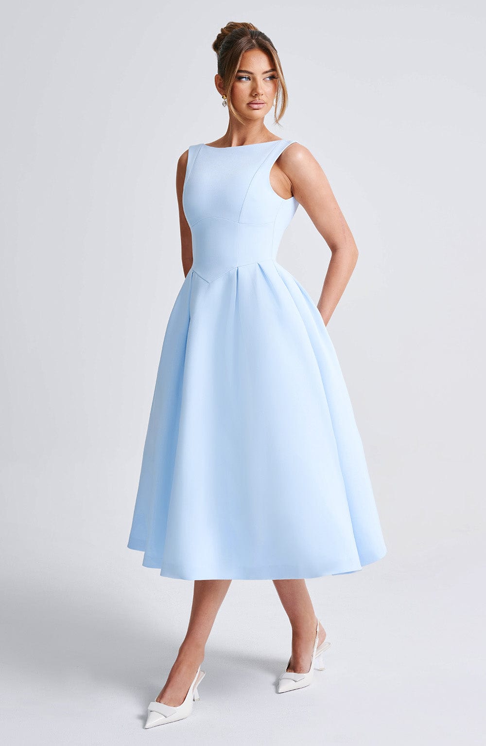 Viola | Damen Rückenfreies Midikleid – Blau
