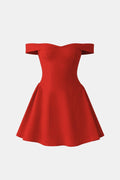 Cocktailkleid Damen Mini mit Schulterfreiem Ausschnitt Sweetheart-Ausschnitt und Ausgestelltem Rockteil