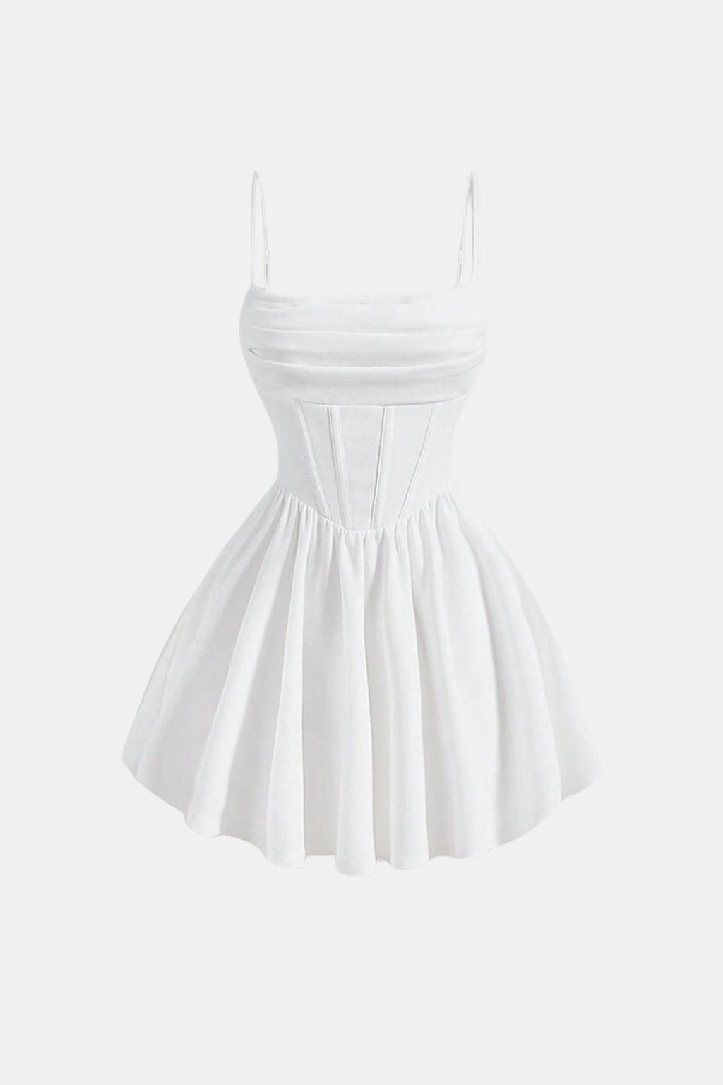 Cocktailkleid Damen Mini mit Spaghettraegern Raffung und Korsett-Paneelen