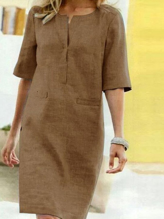 Cordelia | Damen V-Ausschnitt Kurzarm Kleid