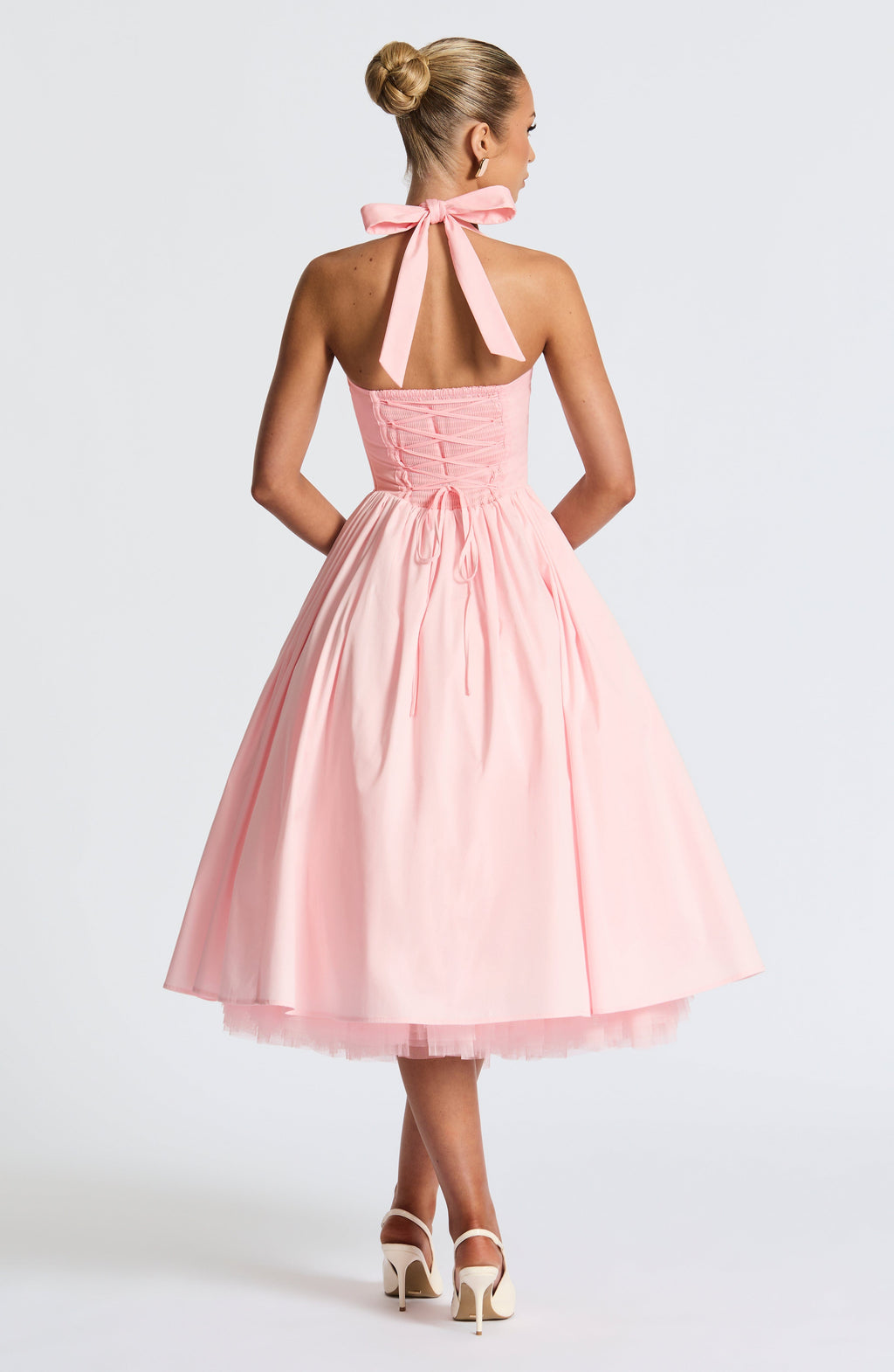 Marisol | Damen Midikleid mit Karree-Ausschnitt – Rosé
