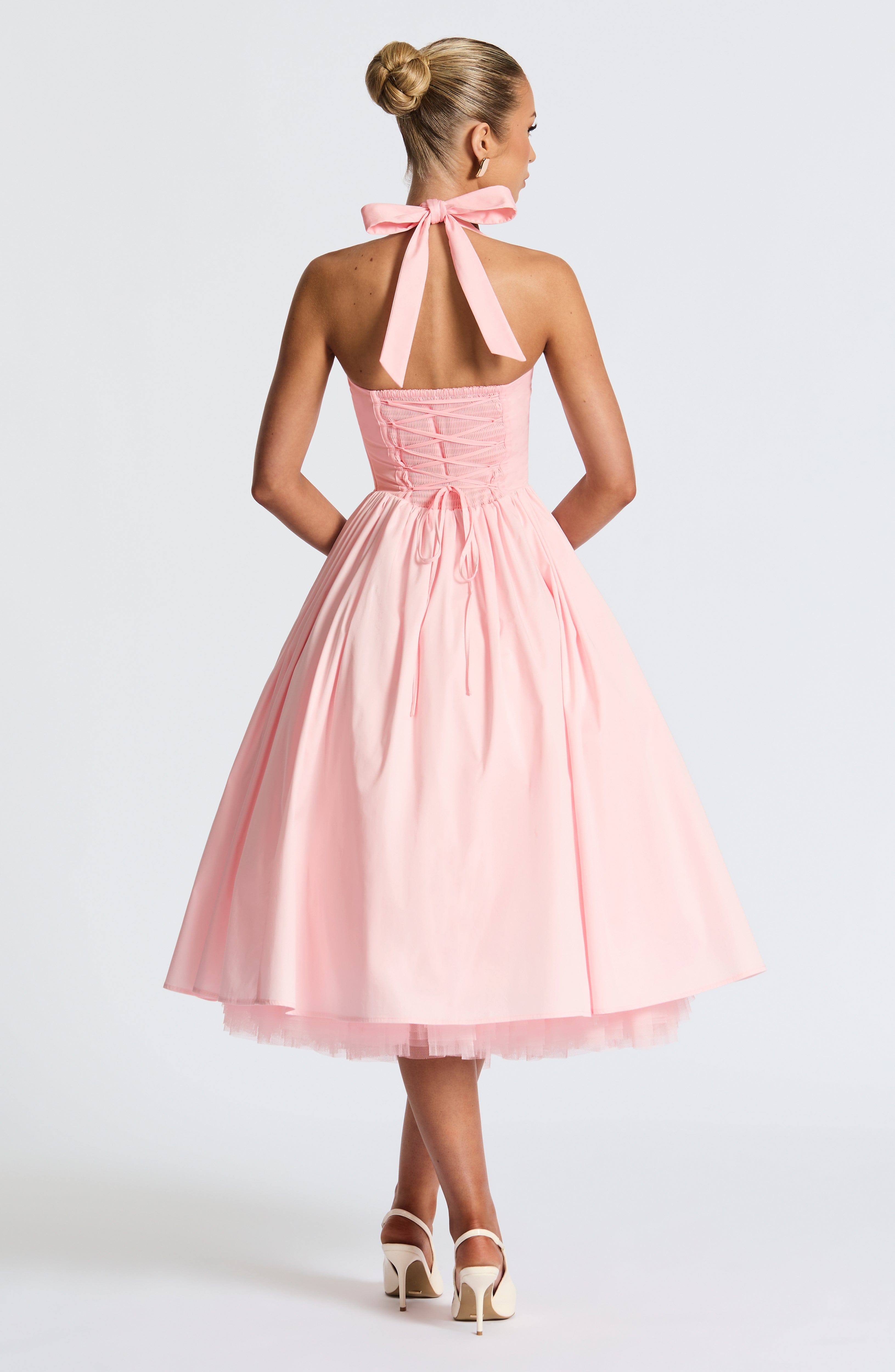 Marisol | Damen Midikleid mit Karree-Ausschnitt – Rosé