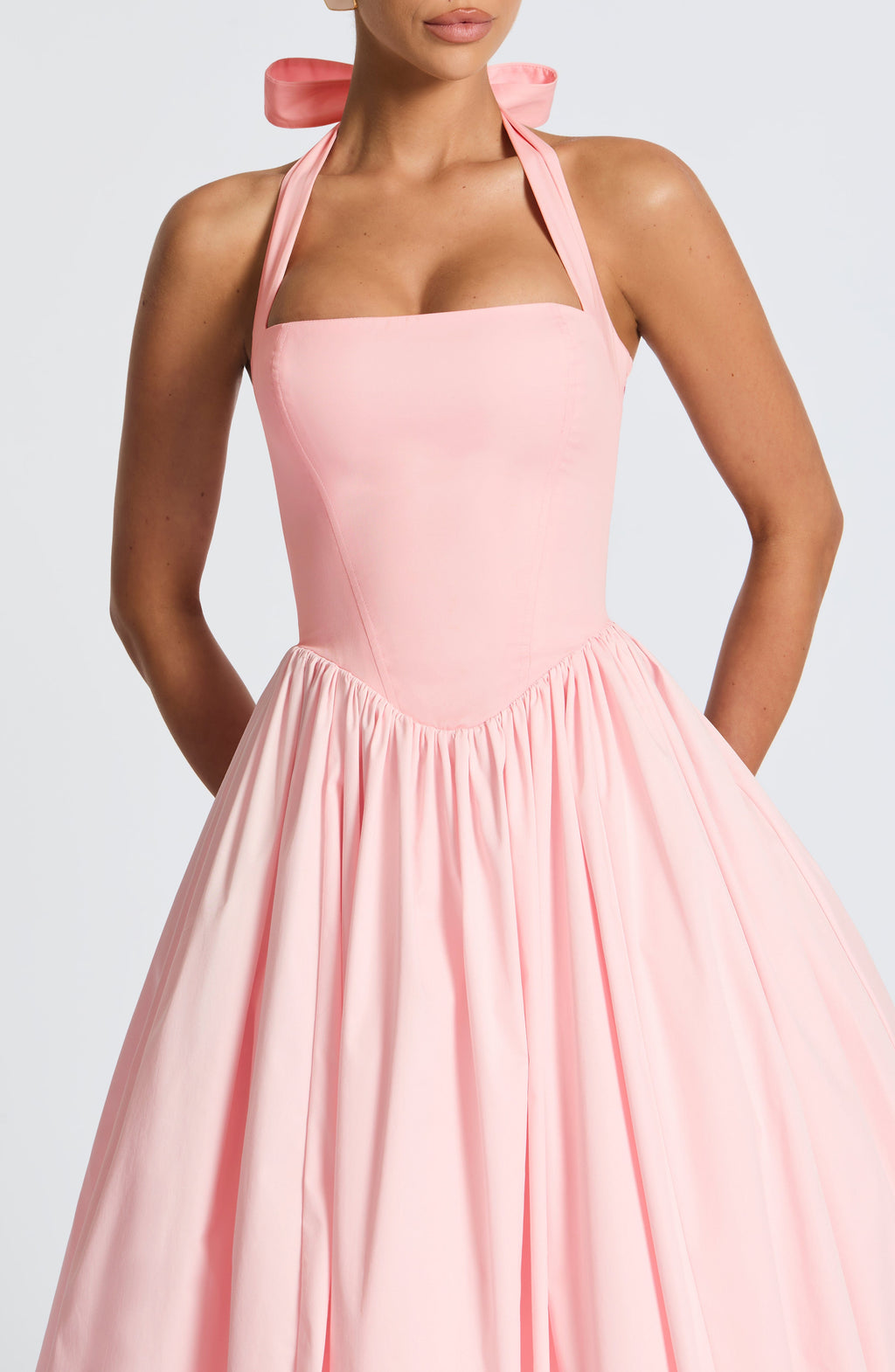 Marisol | Damen Midikleid mit Karree-Ausschnitt – Rosé