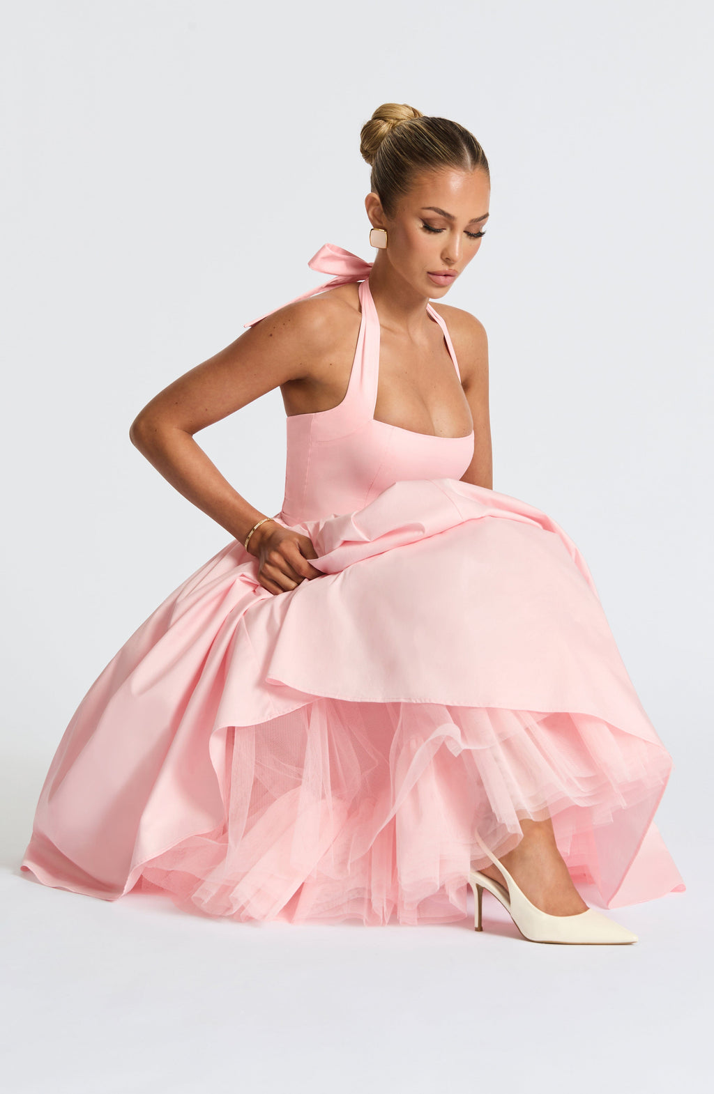 Marisol | Damen Midikleid mit Karree-Ausschnitt – Rosé