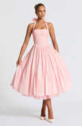 Marisol | Damen Midikleid mit Karree-Ausschnitt – Rosé