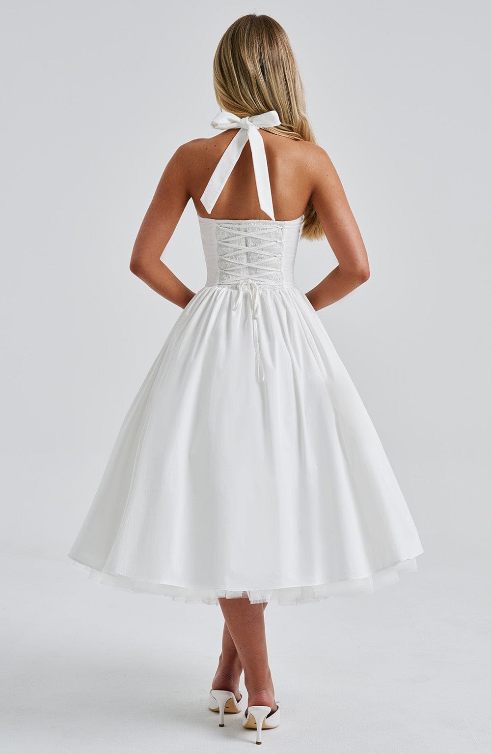 Héloïse | Damen Midikleid mit Karree-Ausschnitt – Elfenbein