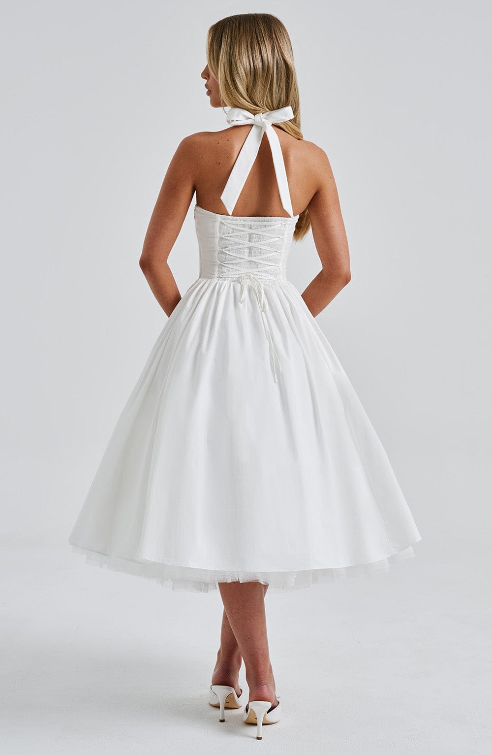 Héloïse | Damen Midikleid mit Karree-Ausschnitt – Elfenbein