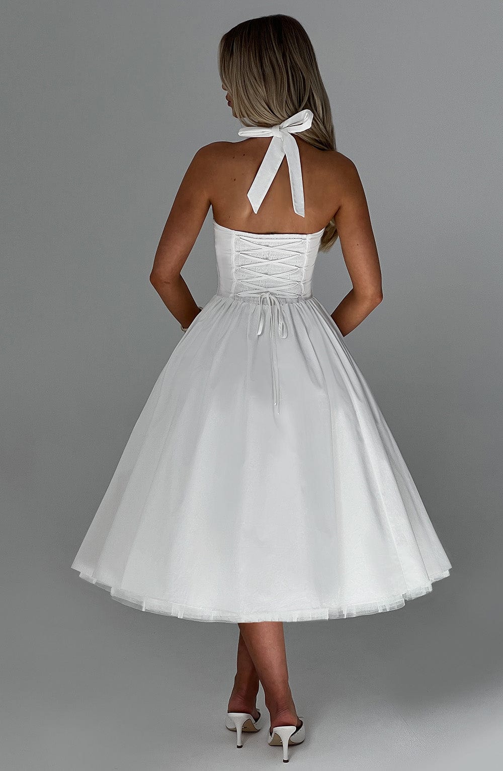 Héloïse | Damen Midikleid mit Karree-Ausschnitt – Elfenbein