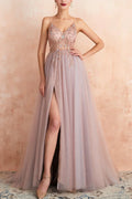 Damen Ballkleid mit Verzierter Korsage und Schmalen Trägern