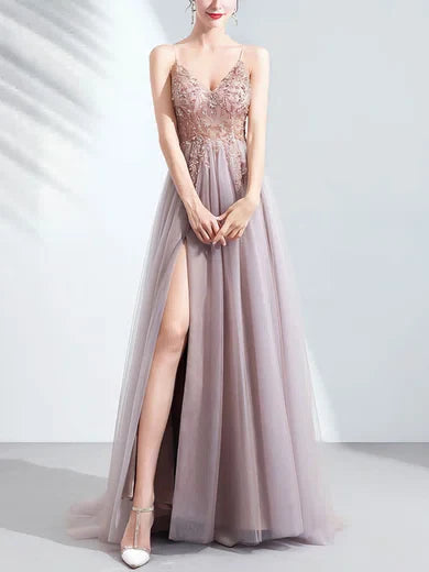 Damen Ballkleid mit Verzierter Korsage und Schmalen Trägern