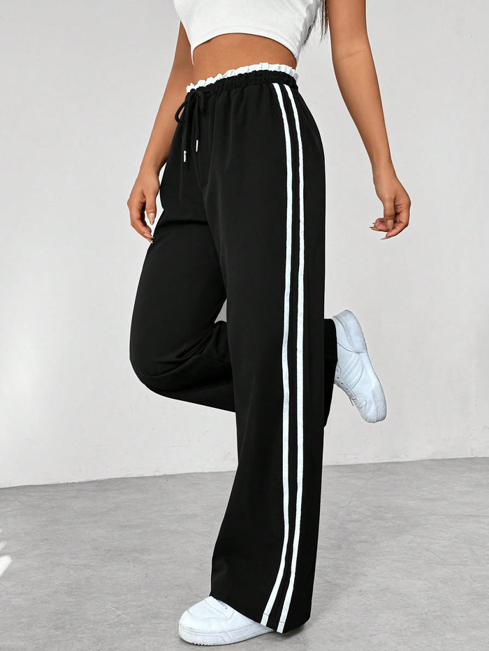 Damen Hose mit Seitenstreifen und elastischem Bund