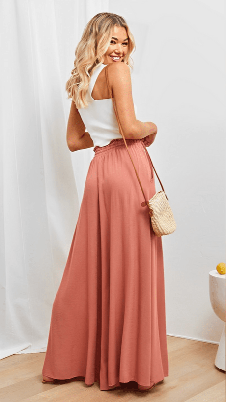 Damen Hose mit weitem Bein und elastischem Bund