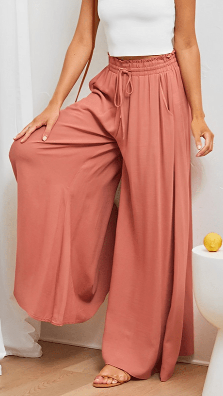 Damen Hose mit weitem Bein und elastischem Bund