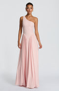 Damen Maxikleid mit Einschulter Ausschnitt und Gerafften Paneelen an der Hüfte