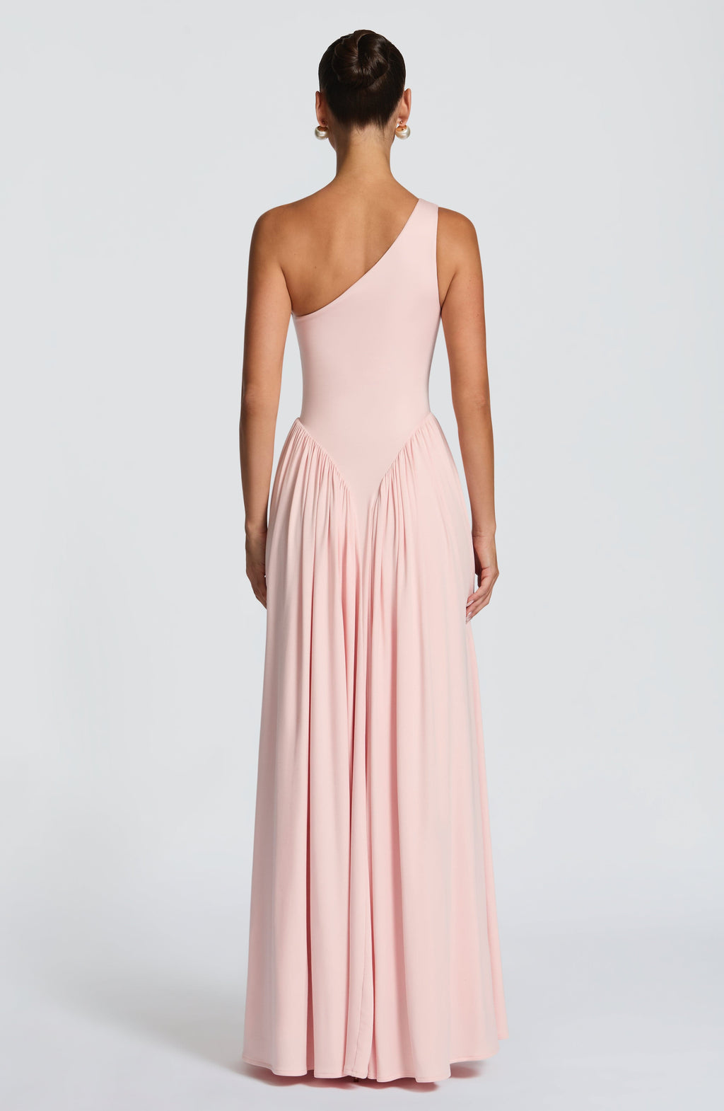 Damen Maxikleid mit Einschulter Ausschnitt und Gerafften Paneelen an der Hüfte