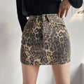 Damen Minirock mit Hoher Taille und Leopardenmuster und Aufsetztaschen