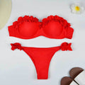 Damen Zweiteiliger Bikini mit Trägerlosem Oberteil Volants und Bindung am Rücken