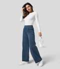 Damenhose mit hohem elastischem Bund und weitem Bein