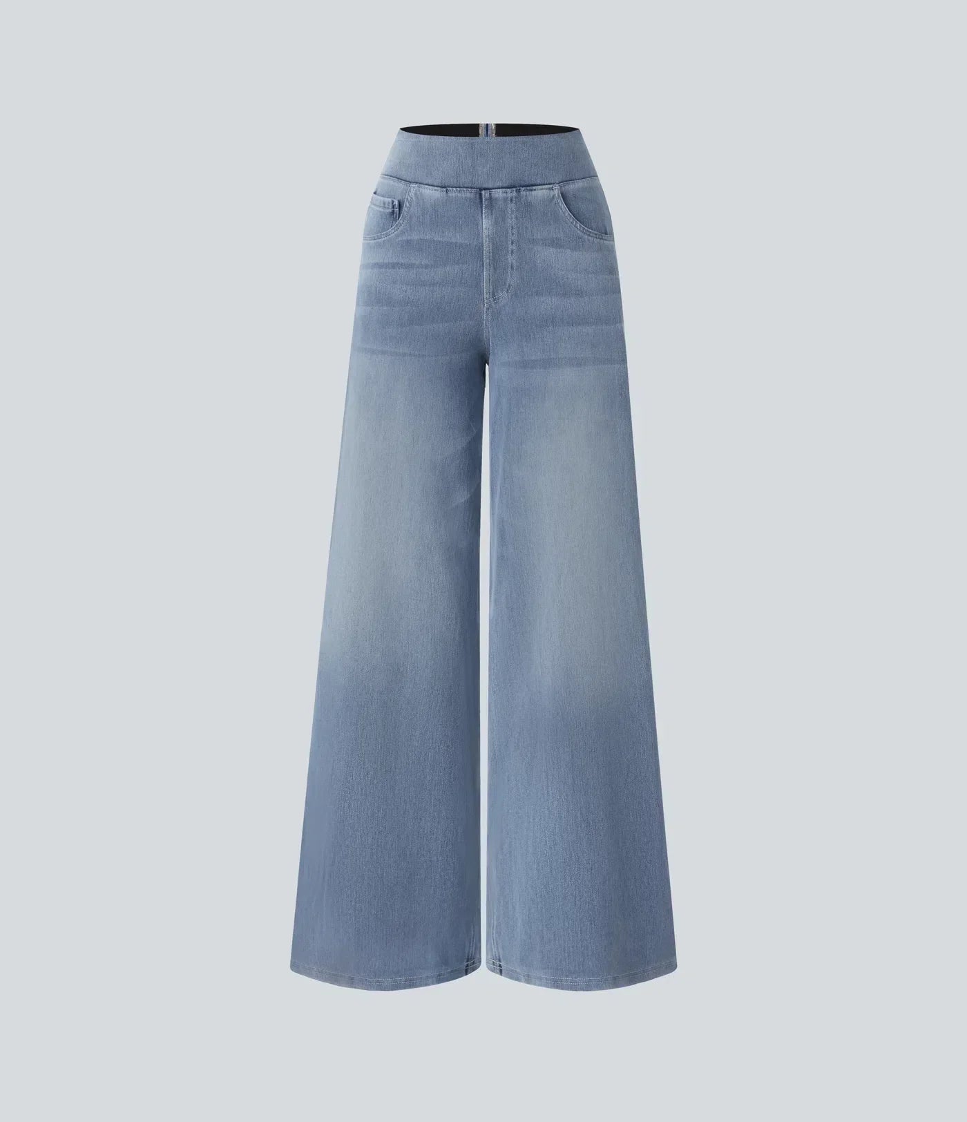 Damenhose mit hohem elastischem Bund und weitem Bein