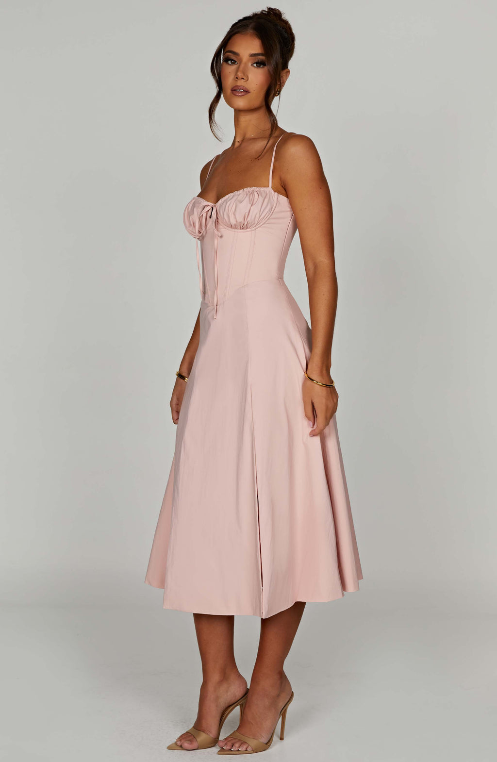 Apolline | Damen Corsagen-Midikleid mit Beinschlitz – Rosé