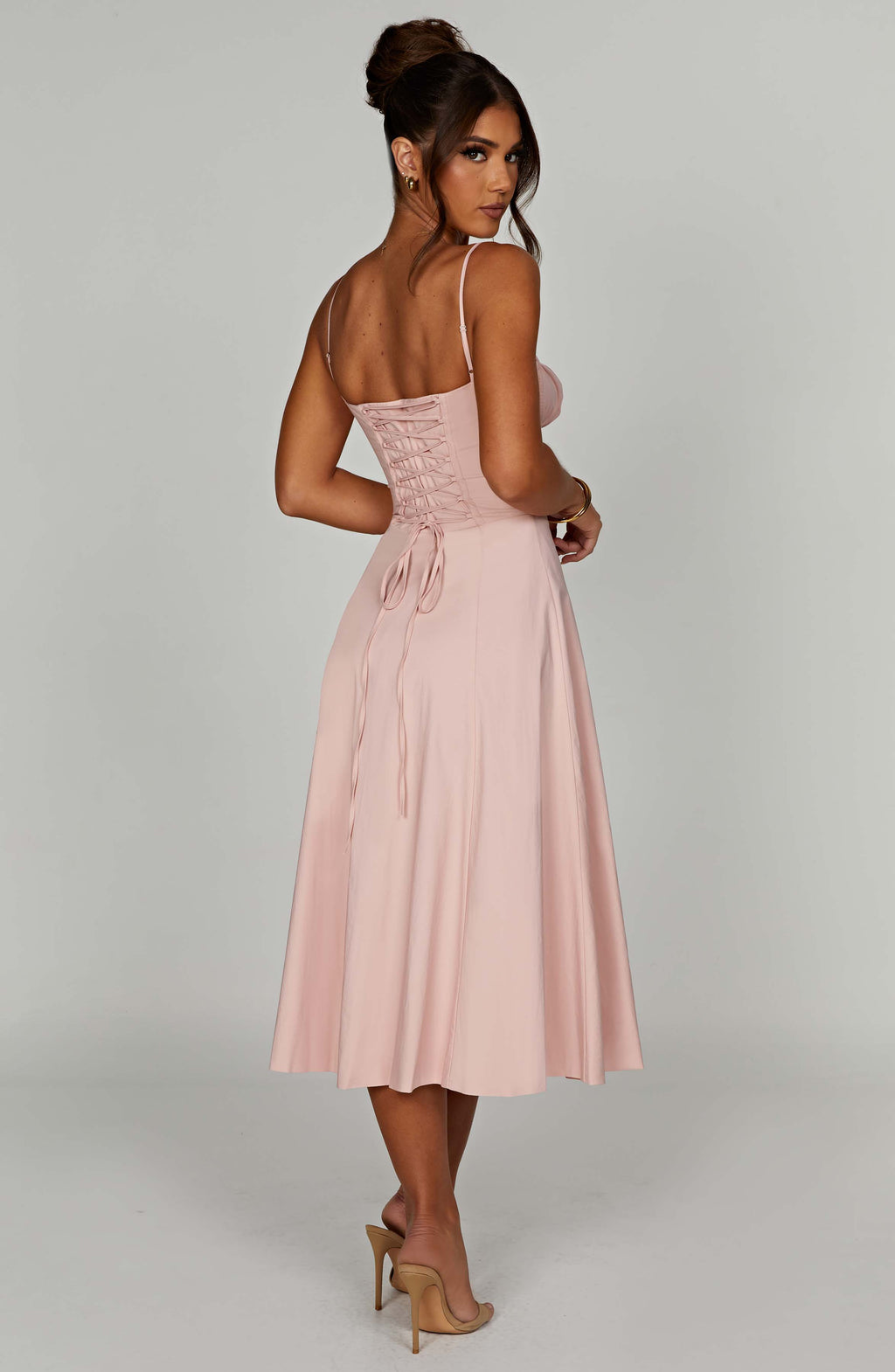 Apolline | Damen Corsagen-Midikleid mit Beinschlitz – Rosé