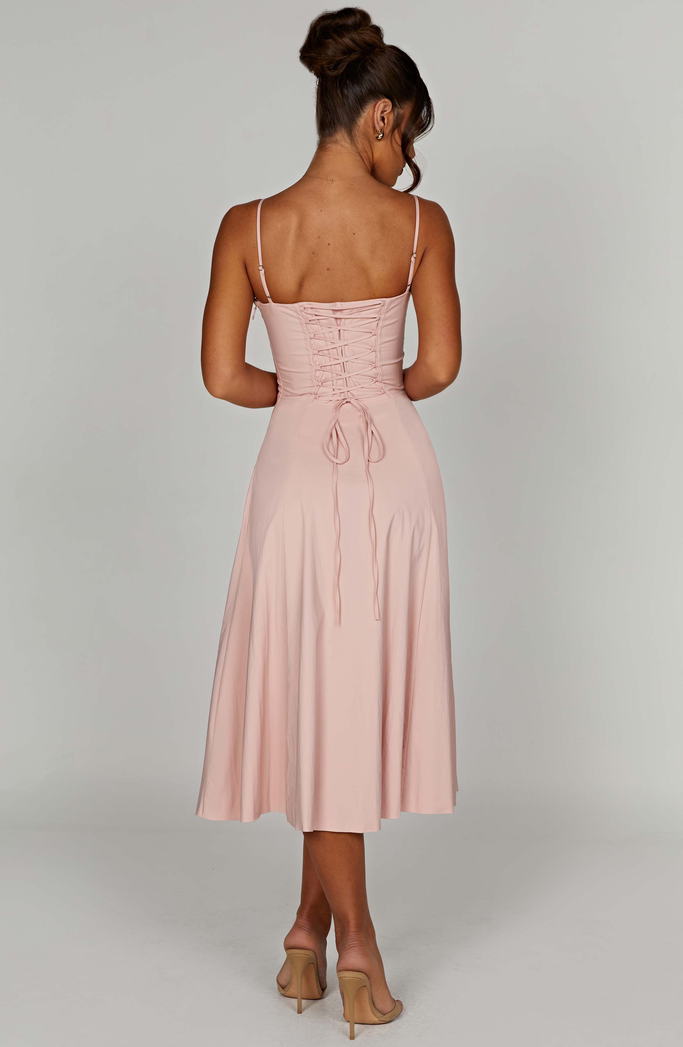 Apolline | Damen Corsagen-Midikleid mit Beinschlitz – Rosé