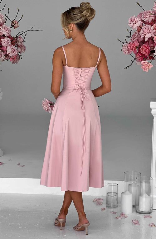 Apolline | Damen Corsagen-Midikleid mit Beinschlitz – Rosé