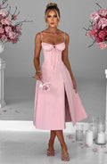 Apolline | Damen Corsagen-Midikleid mit Beinschlitz – Rosé