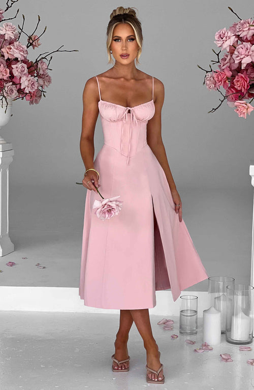 Apolline | Damen Corsagen-Midikleid mit Beinschlitz – Rosé