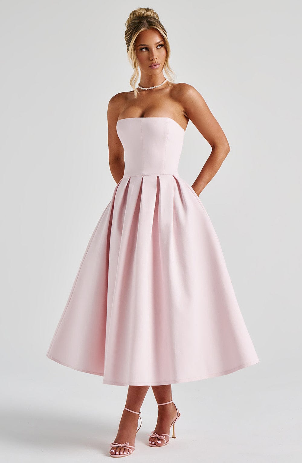 Faustine | Damen Trägerloses Midikleid – Rosé
