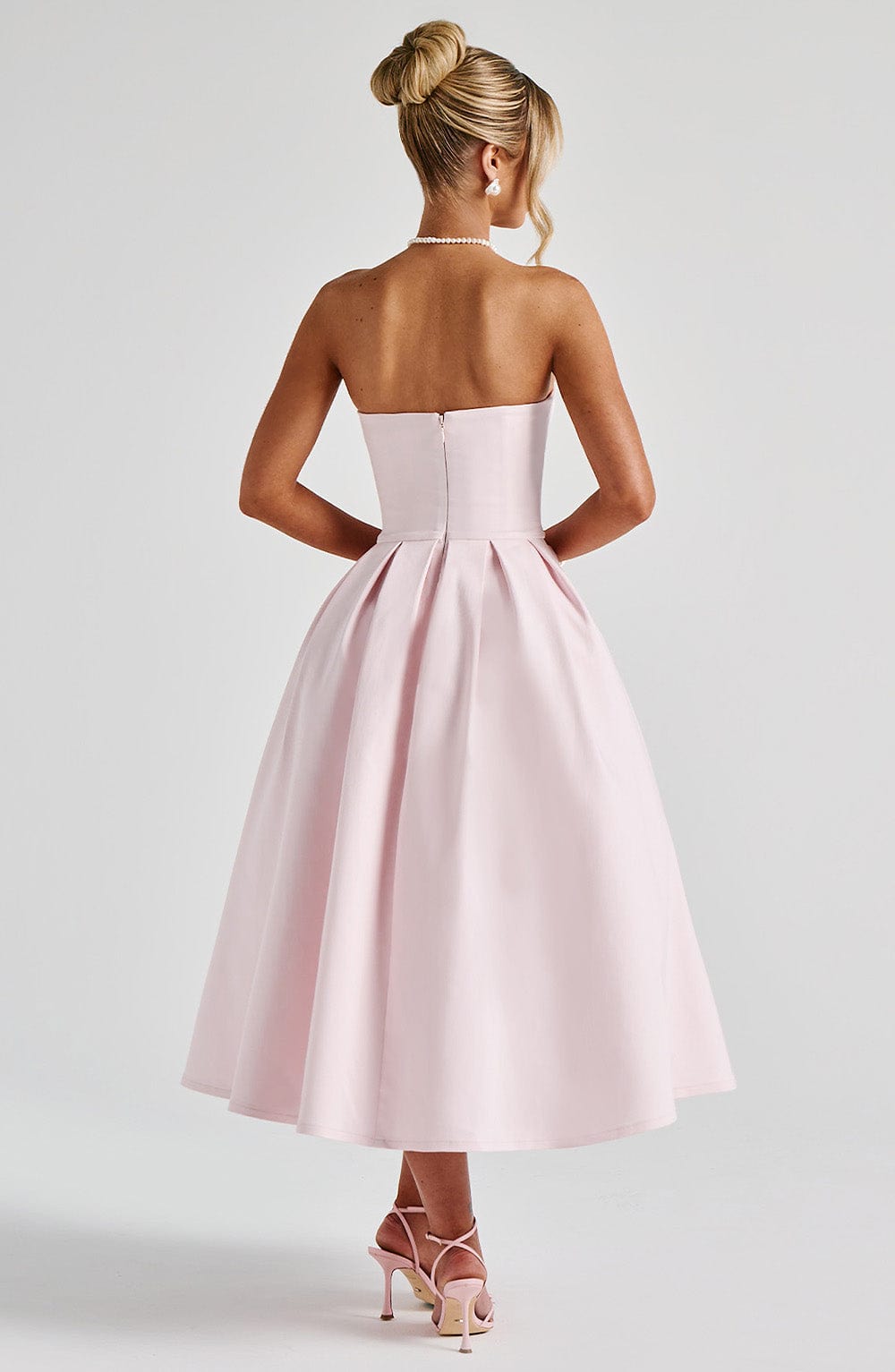 Faustine | Damen Trägerloses Midikleid – Rosé
