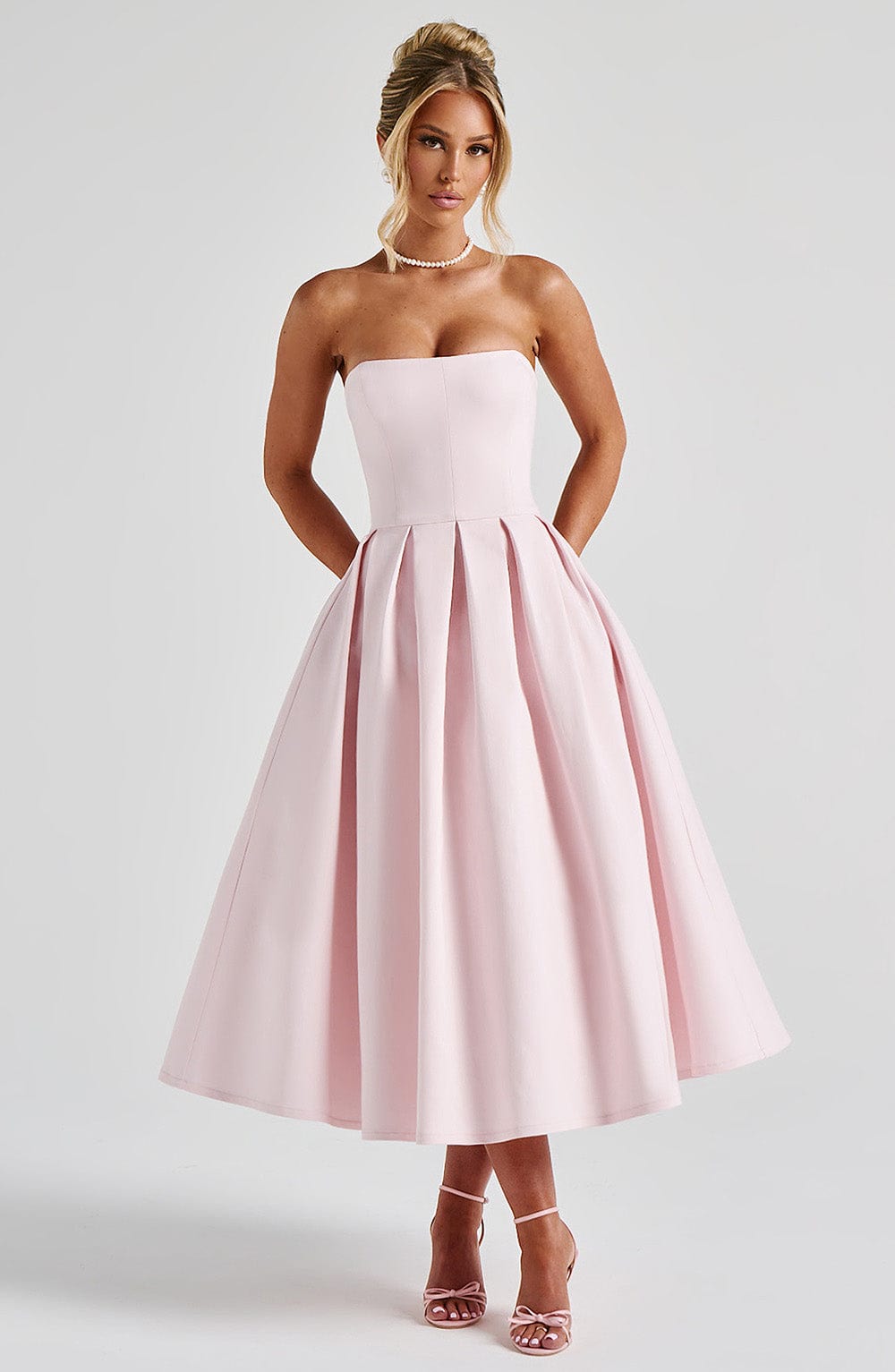 Faustine | Damen Trägerloses Midikleid – Rosé
