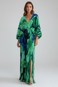 Eleonore | Damen Wickel Maxikleid V-Ausschnitt Langarm