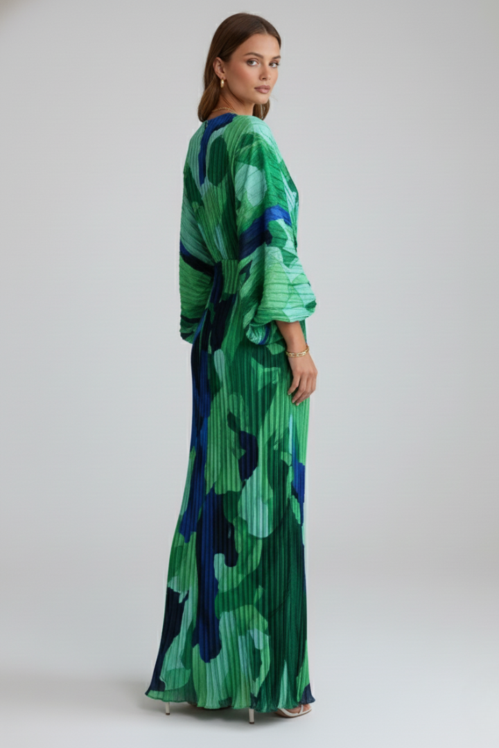 Eleonore | Damen Wickel Maxikleid V-Ausschnitt Langarm