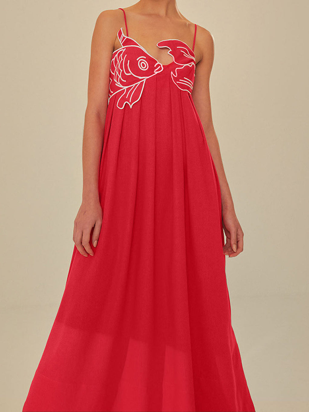 Marina | Damen Maxi Kleid ärmellos mit Stickerei, Sommerkleid