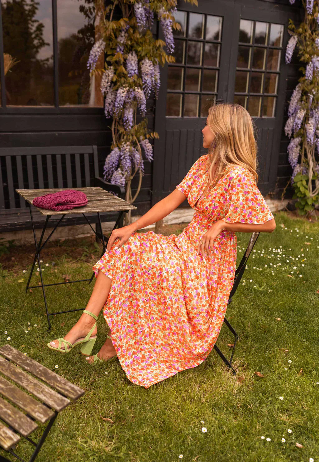 Frieda | Damen Blumenprint Maxikleid V-Ausschnitt