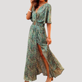 Galatea | Damen Wickel Maxi Kleid mit Schlitz