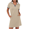 Ilarie | Damen Polokleid Kurzarm A-Linie mit Taschen