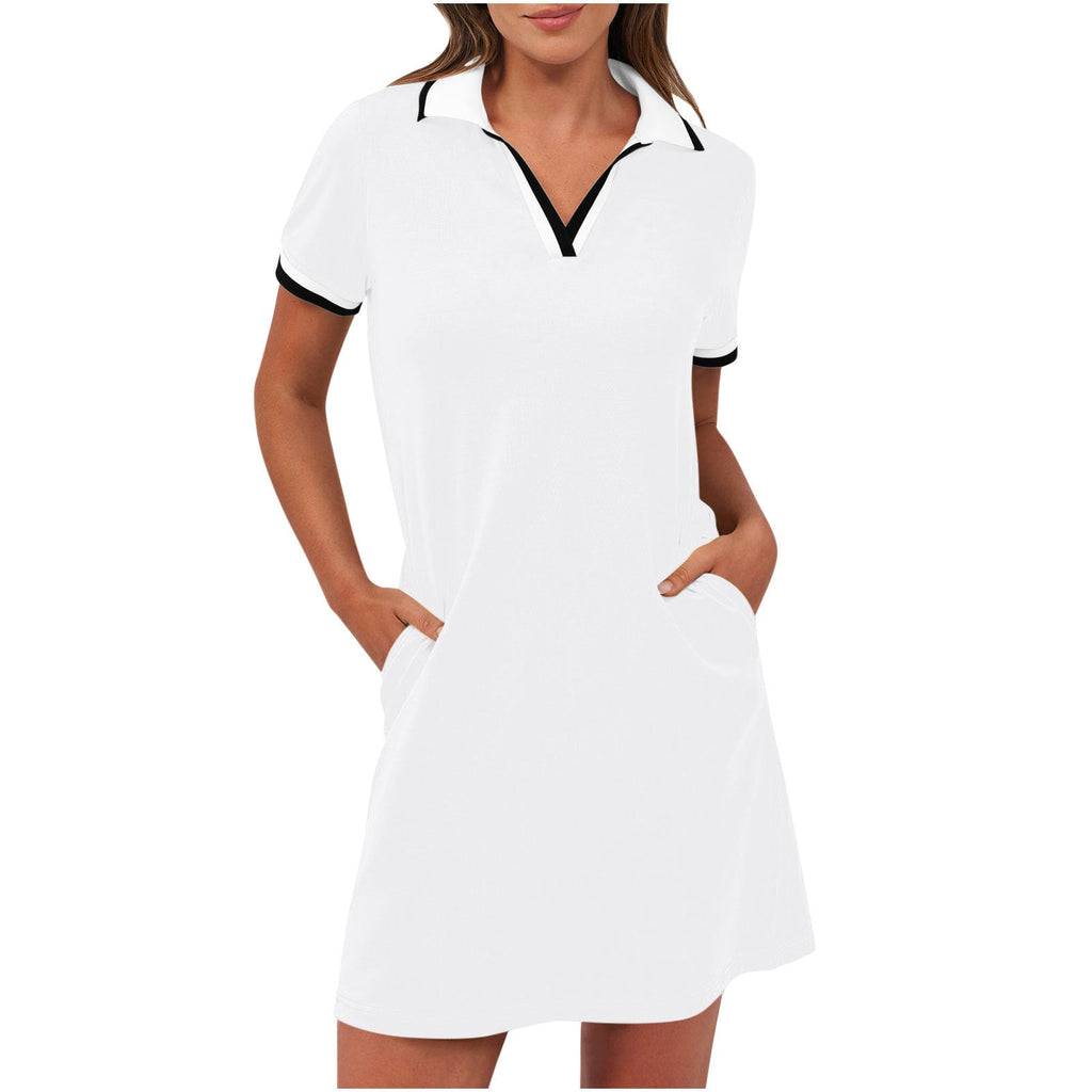 Ilarie | Damen Polokleid Kurzarm A-Linie mit Taschen