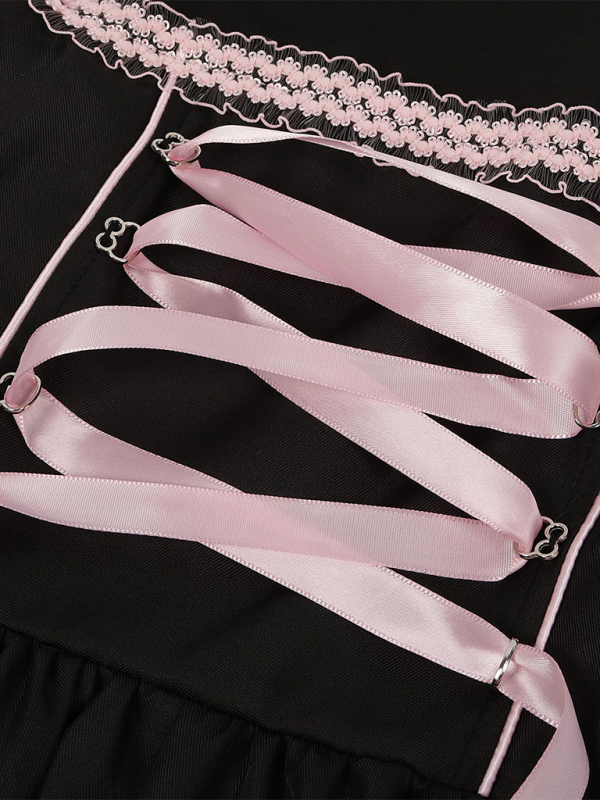 Theresa | Damen Dirndl mit Schnürung und Blumen Schürze