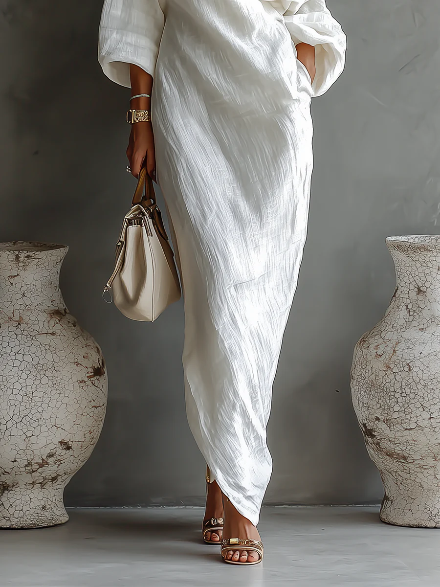 Isadora | Damen Ein-Schulter Langarm Maxikleid