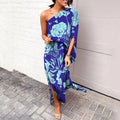 Leonie | Damen One-Shoulder Blumenprint Maxikleid